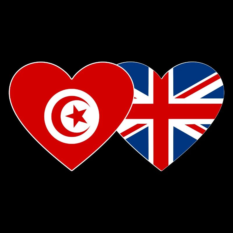 Tunisia Great Britain Flag Heart