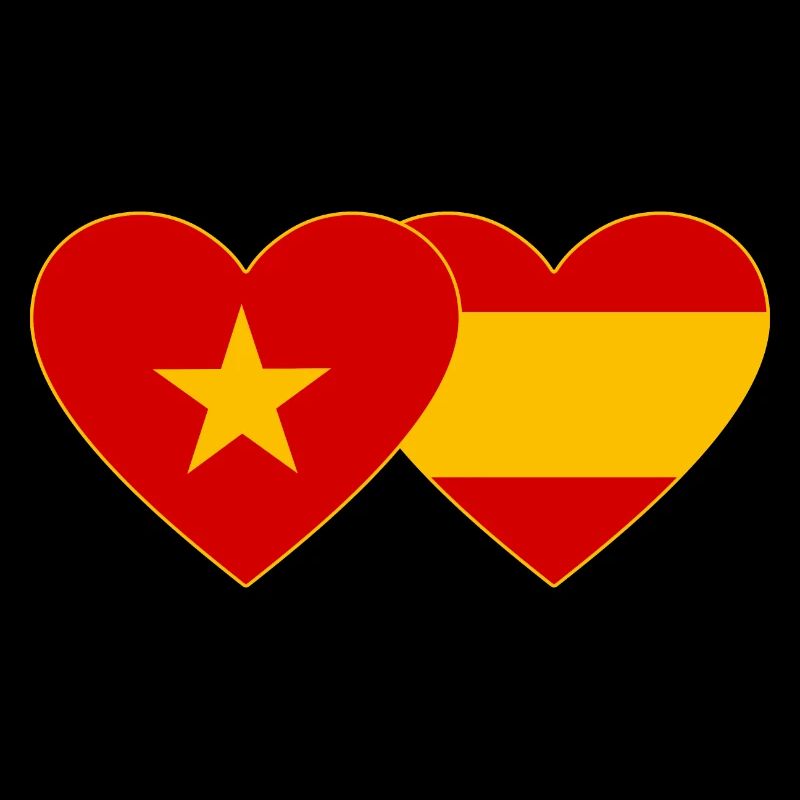 Vietnam Spanien Flagge Herz