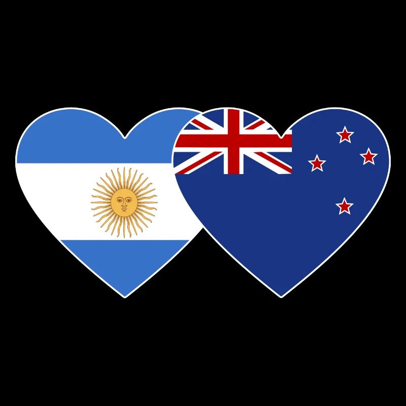 Argentinien Neuseeland Flagge Herz