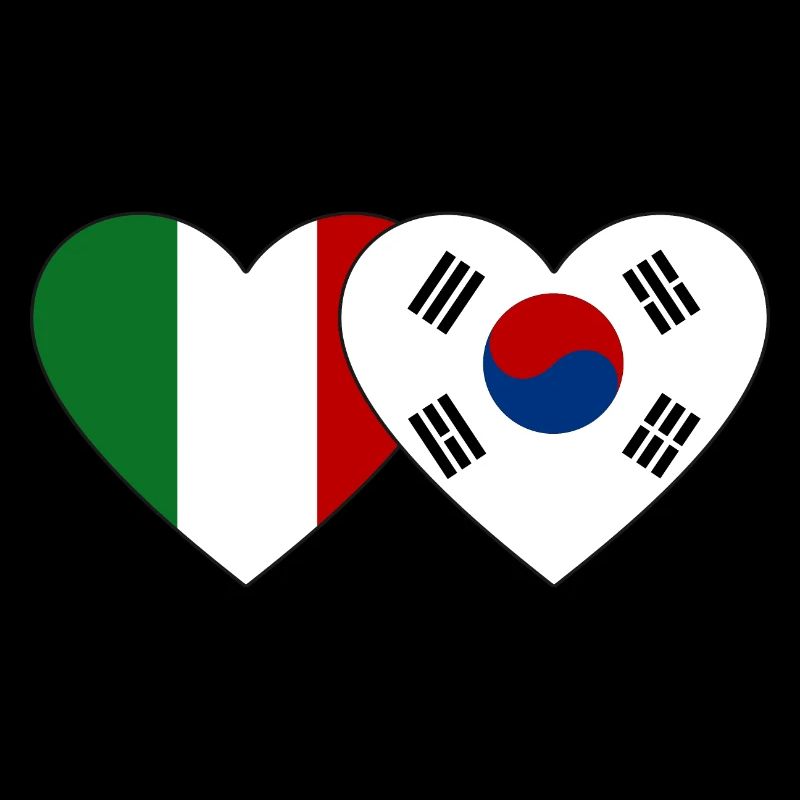 Italie Corée du Sud Drapeau Coeur