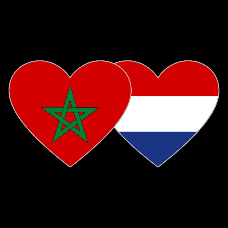 Maroc Hollande Drapeau Coeur