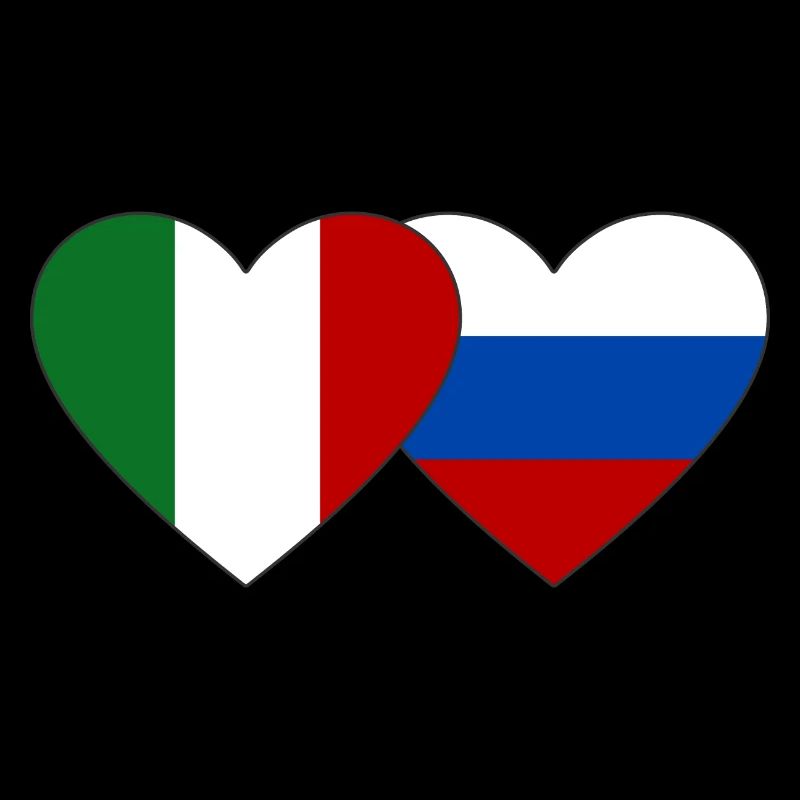 Italie Russie Drapeau Coeur