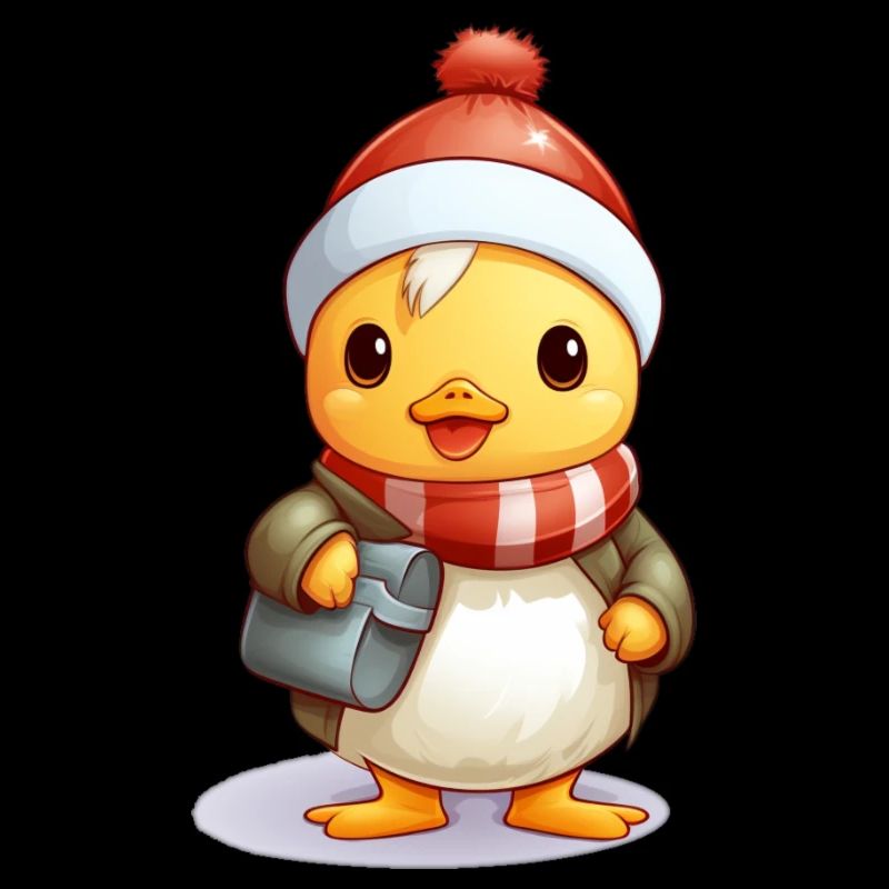 a cute duck with a christmas hat