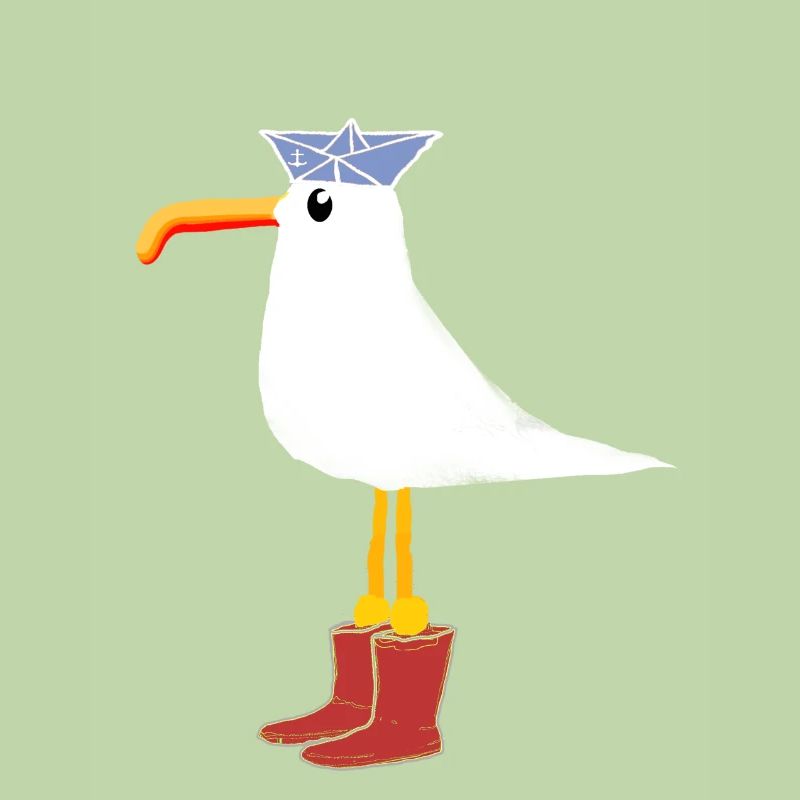 Mouette avec teinte de caoutchouc rouge