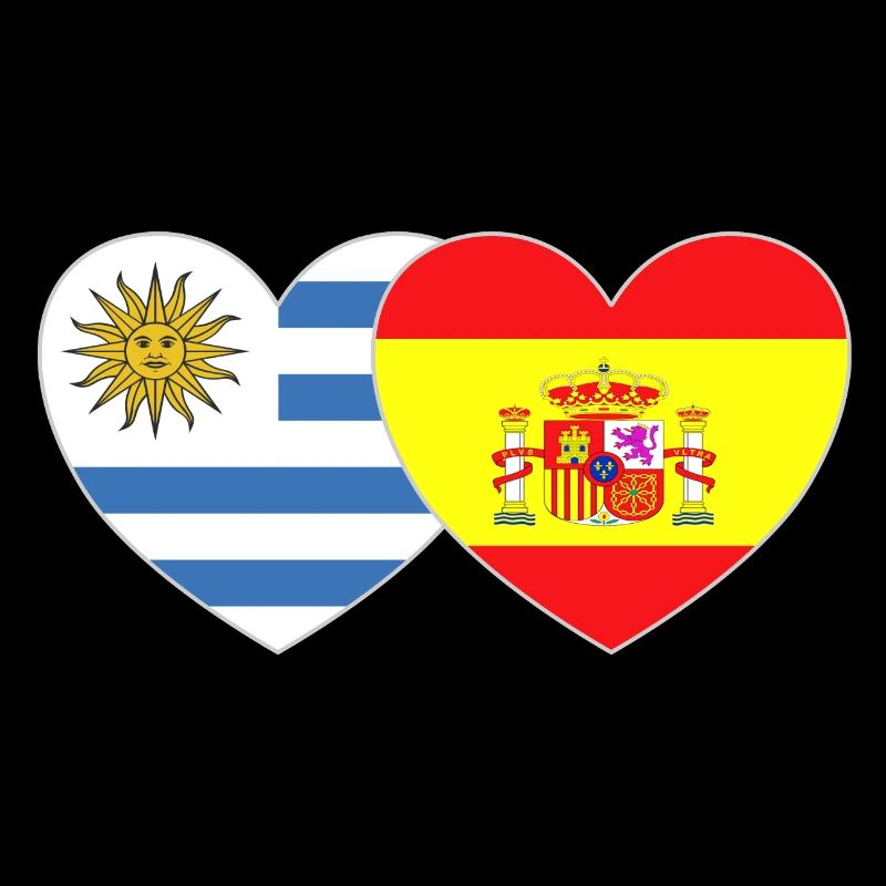 Uruguay Spanien Flagge Herz