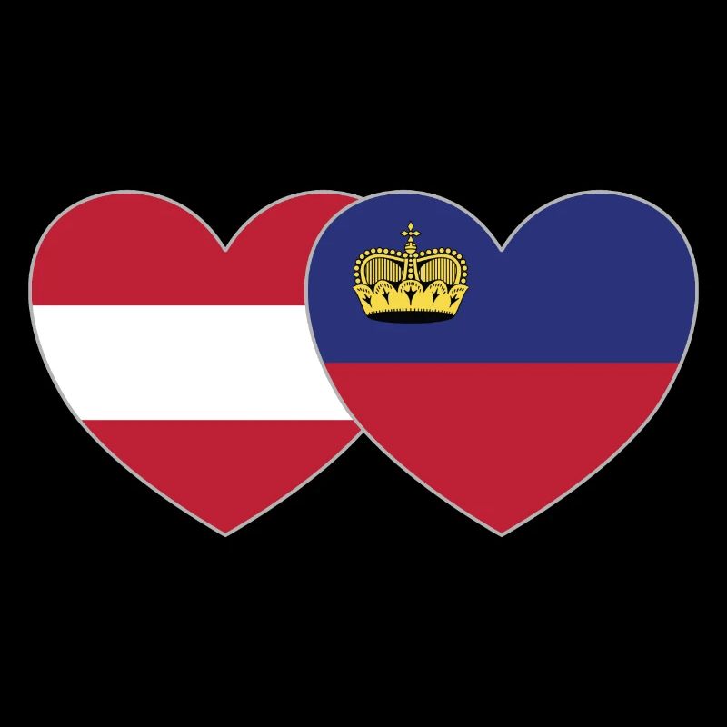 Autriche Liechtenstein Drapeau Coeur