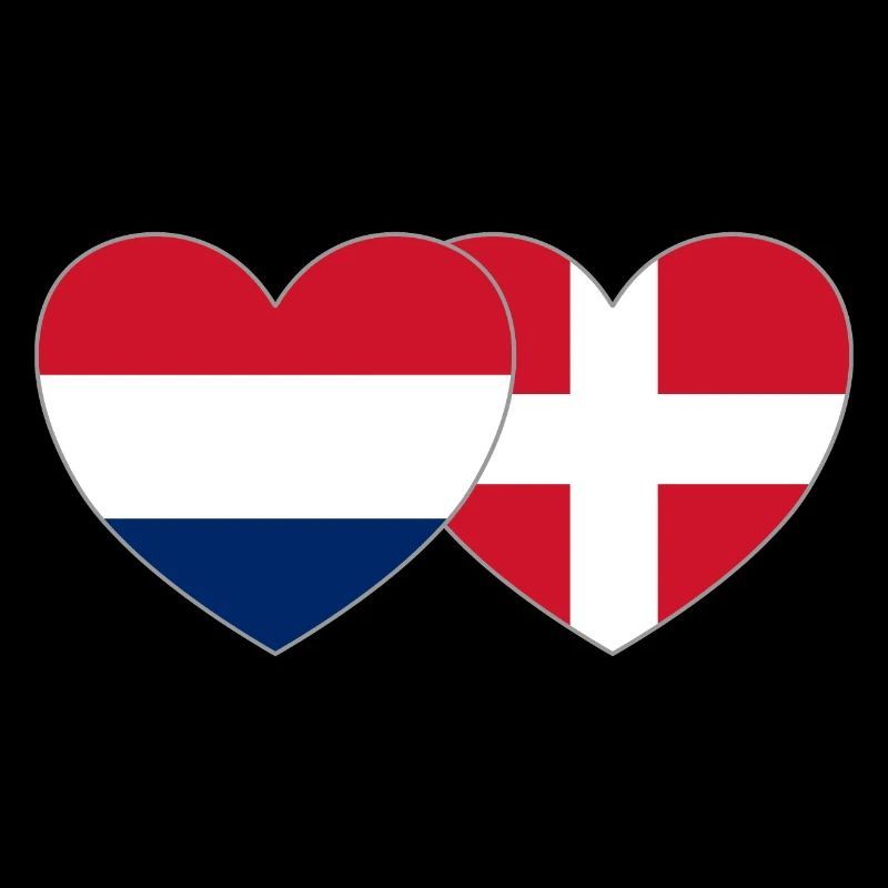 Pays-Bas Danemark Flag Heart