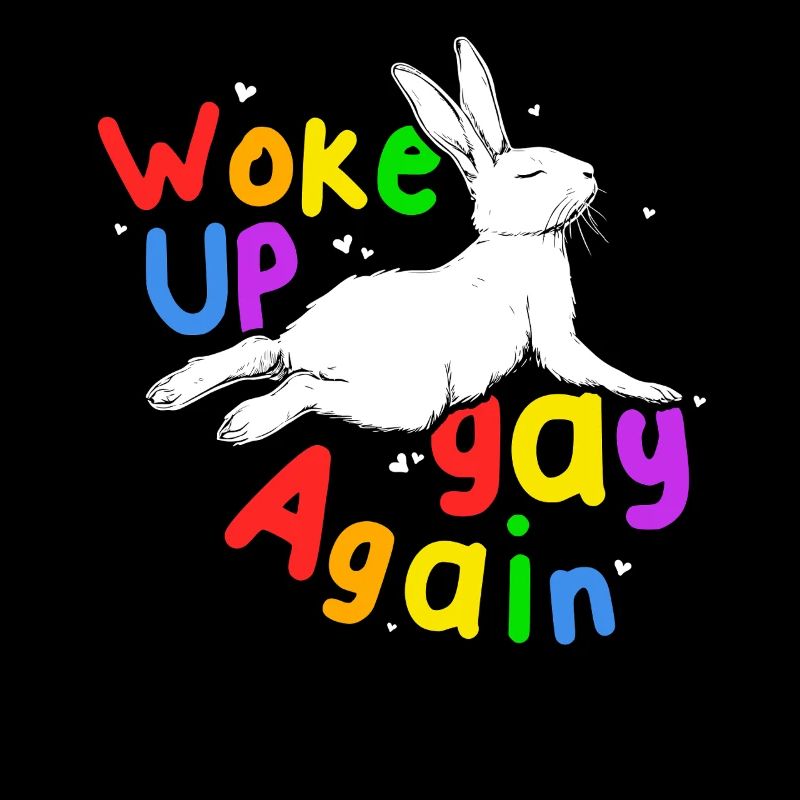 Woke Up Gay Again Funny LGBTQ Easter Bunny Pride