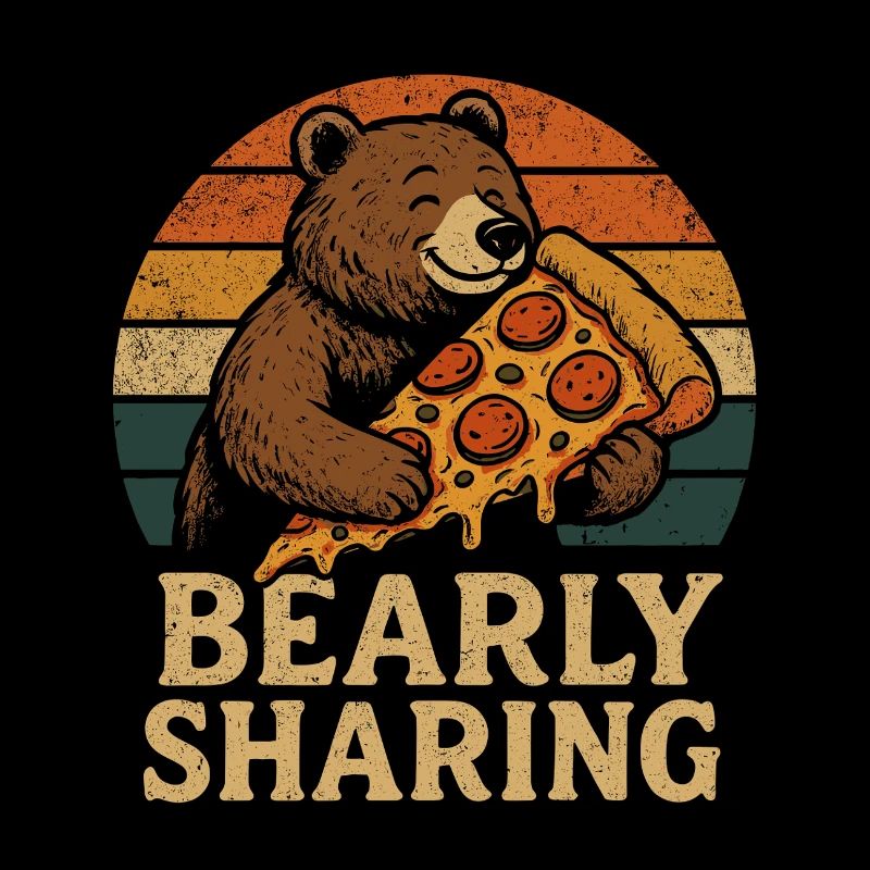 Bearly Sharing – Funny Bear with Pizza