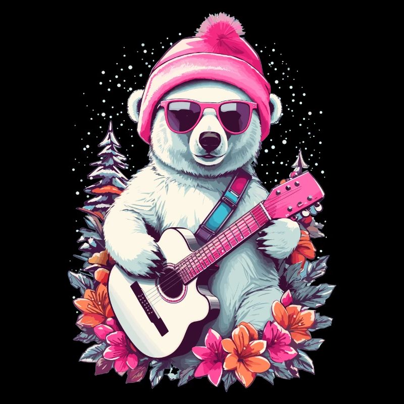 Cute polar bear with guitar