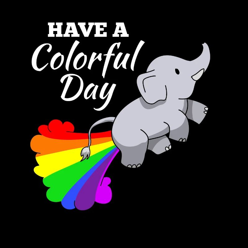 Éléphant blague illustration comique arc-en-ciel