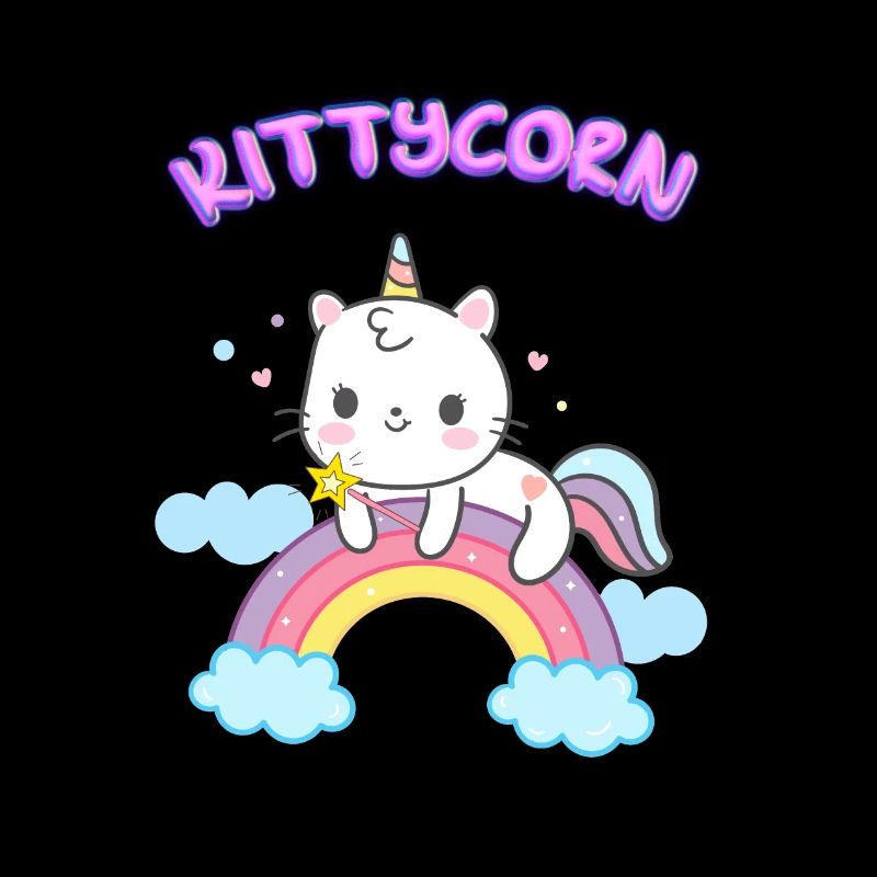 Licorne chat mignon Kittycorn sur arc-en-ciel