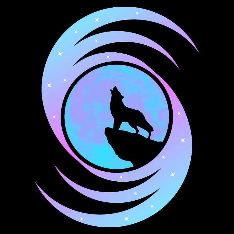 Wolf howling at the moon in the galaxy