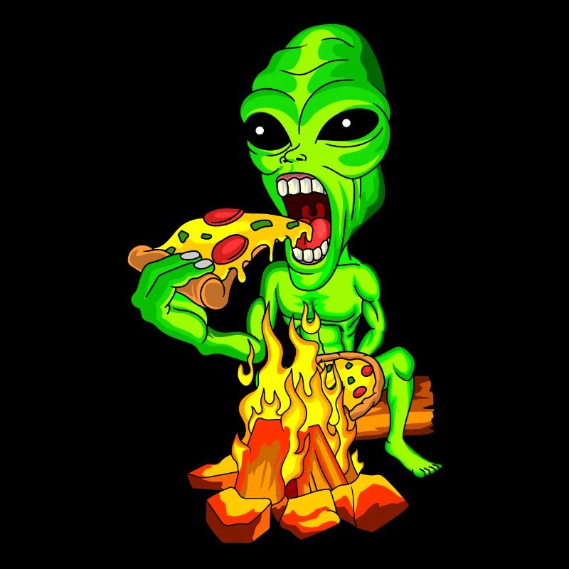 Alien isst Pizza