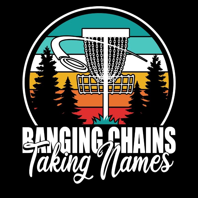 Retro Sunset Banging Chains Taking Names Disc Golf