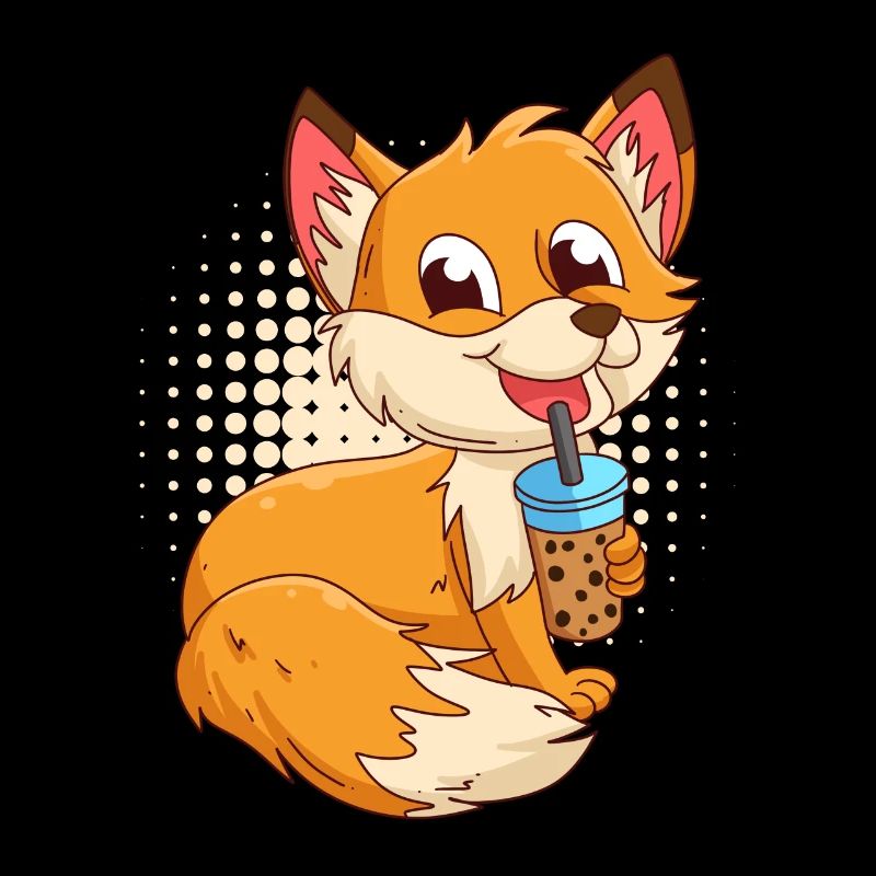 Fox with Bubbel Tea Bubbeltea Fox Children