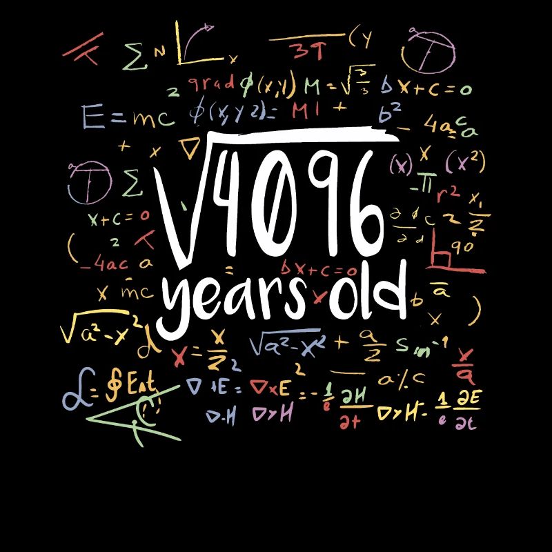 Square Root of 4096 Math Nerd 64th Birthday