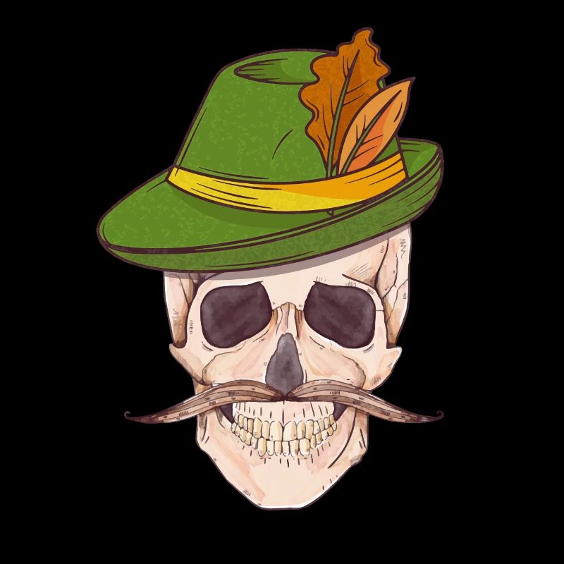 Skull skull with traditional hat and beard