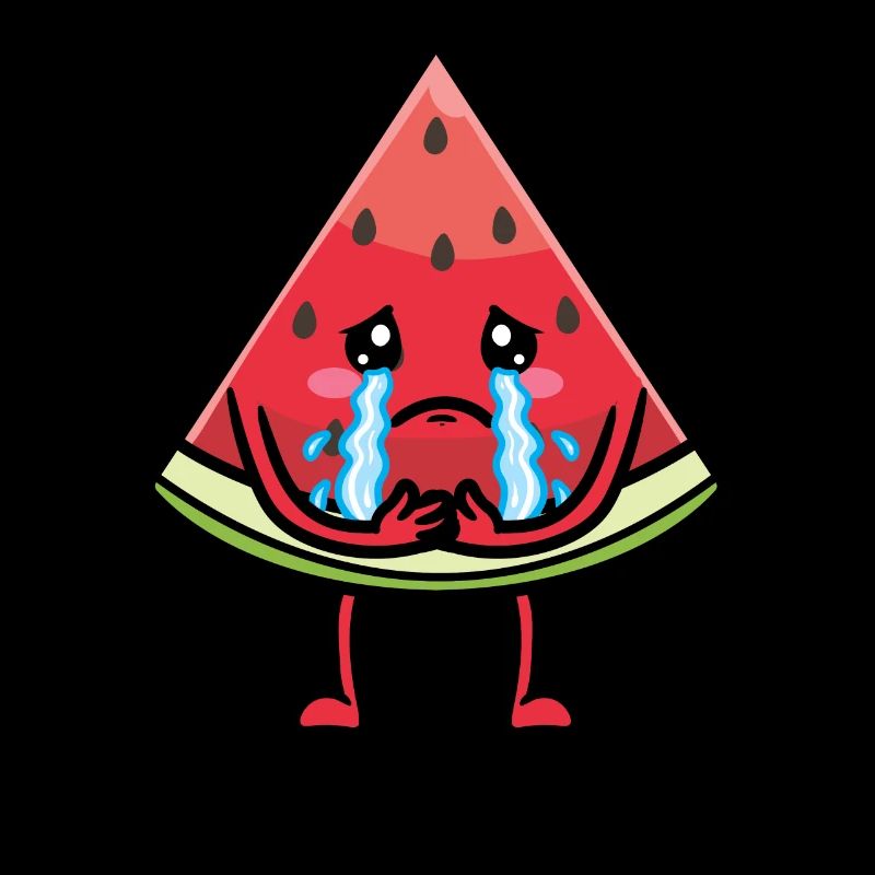 Pastèque Triste Pleurer Émoticône Melon Fruit