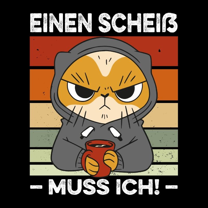 Einen Scheiß muss ich Spruch Katze Kaffee Retro
