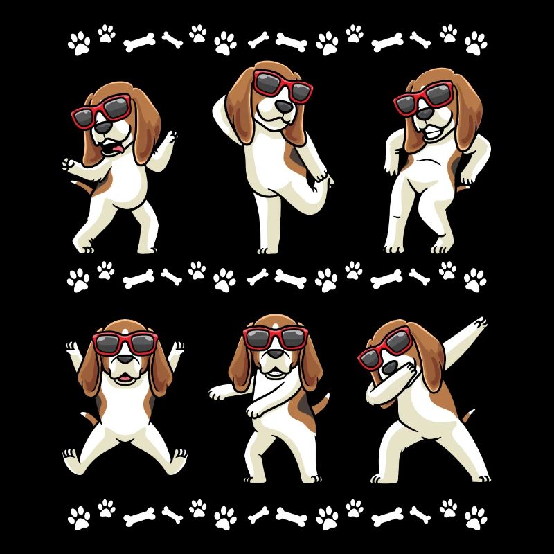 Beagle dog dancing with sunglasses