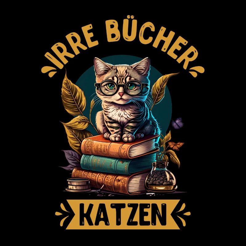 Katzen und Bücher Bücherwurm Katzenfans Lesefans
