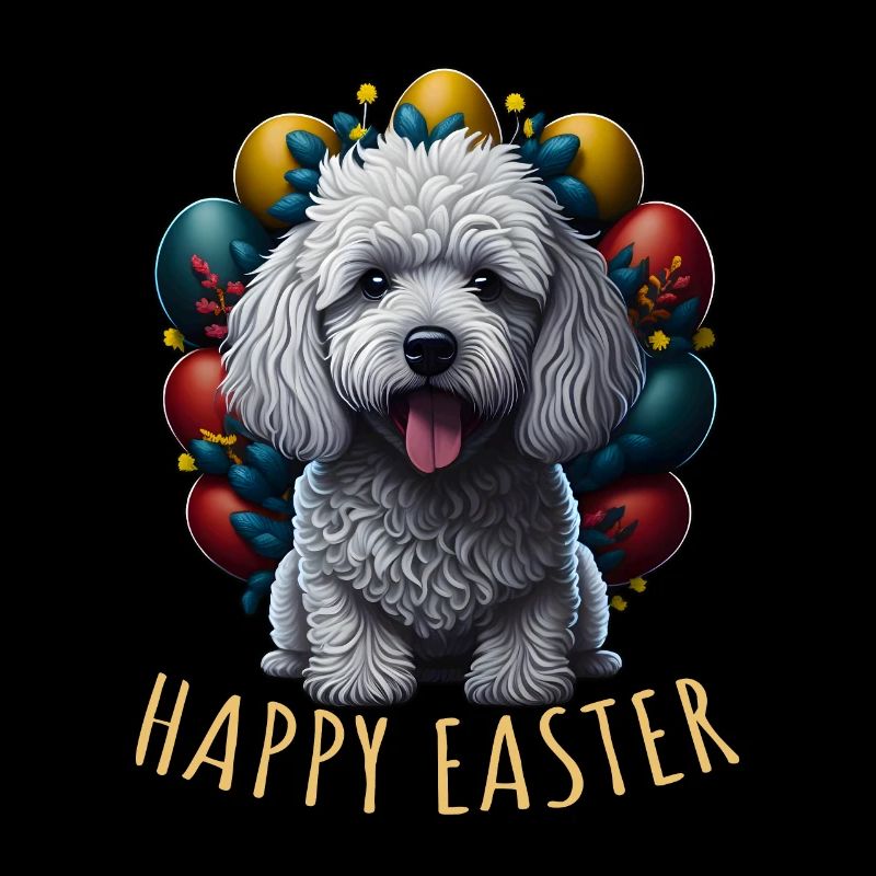 Beautiful Poodle Dog Easter Spring Happy Easter