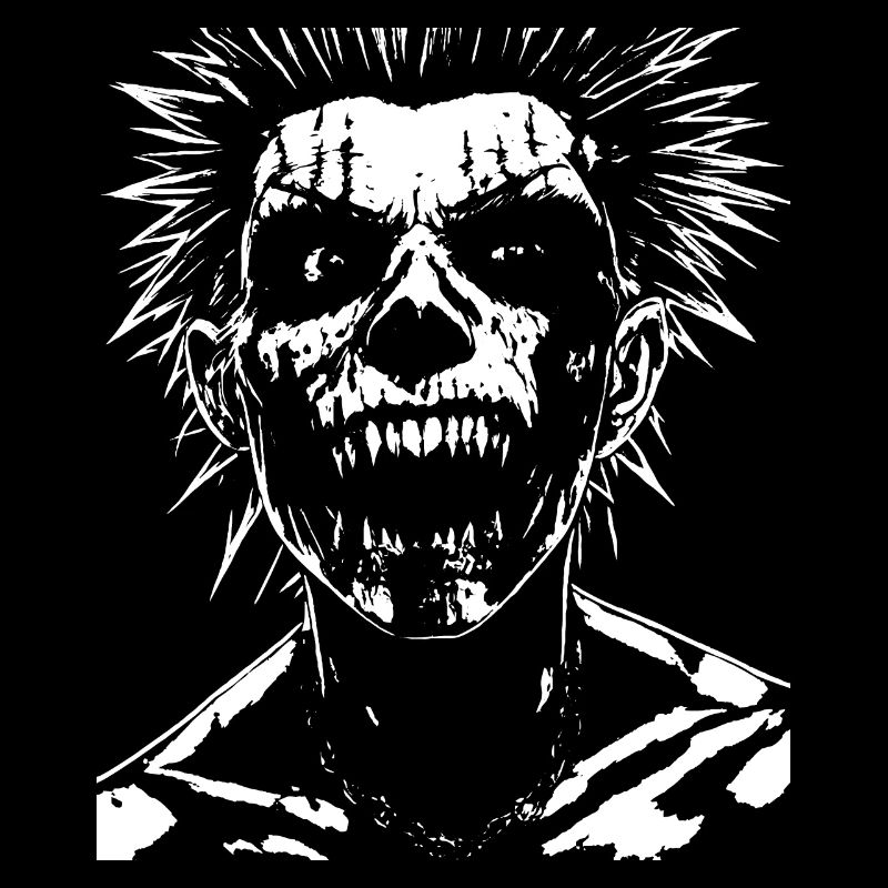 Anarchy Fan Skull avec Mohawk Crazy Antisocial Pu
