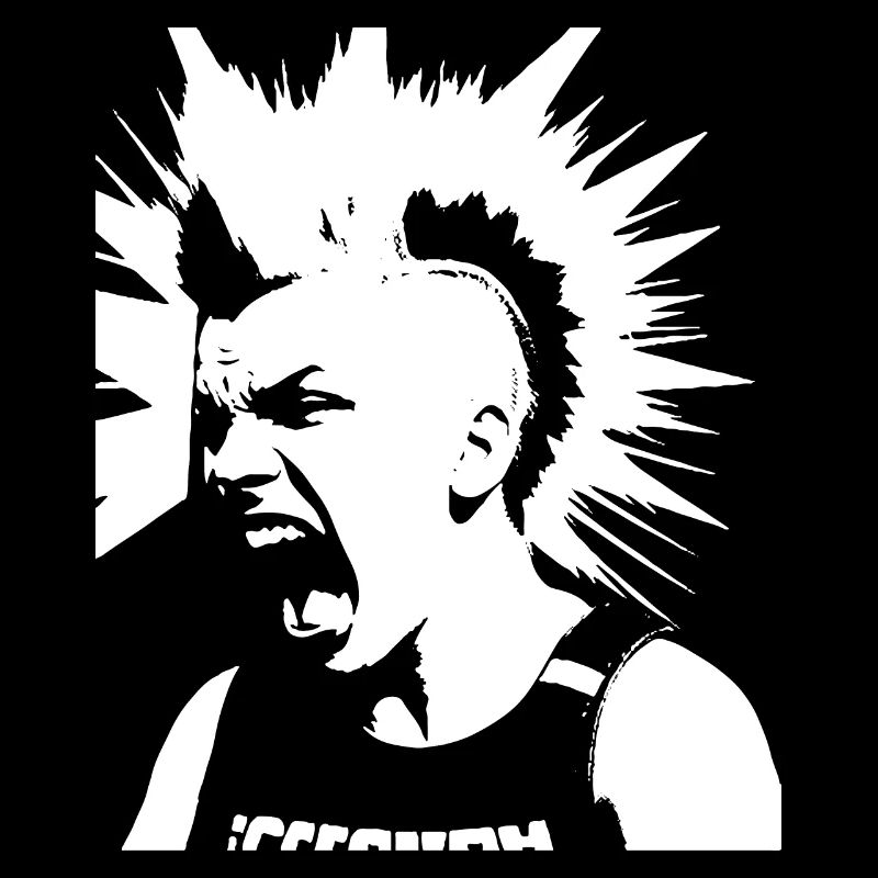 Screaming Punkrocker with Mohican Anarchy Punk