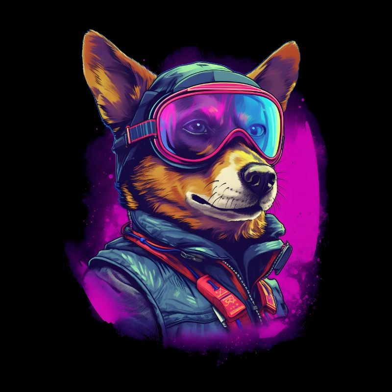 Dog as pilot with aviator goggles