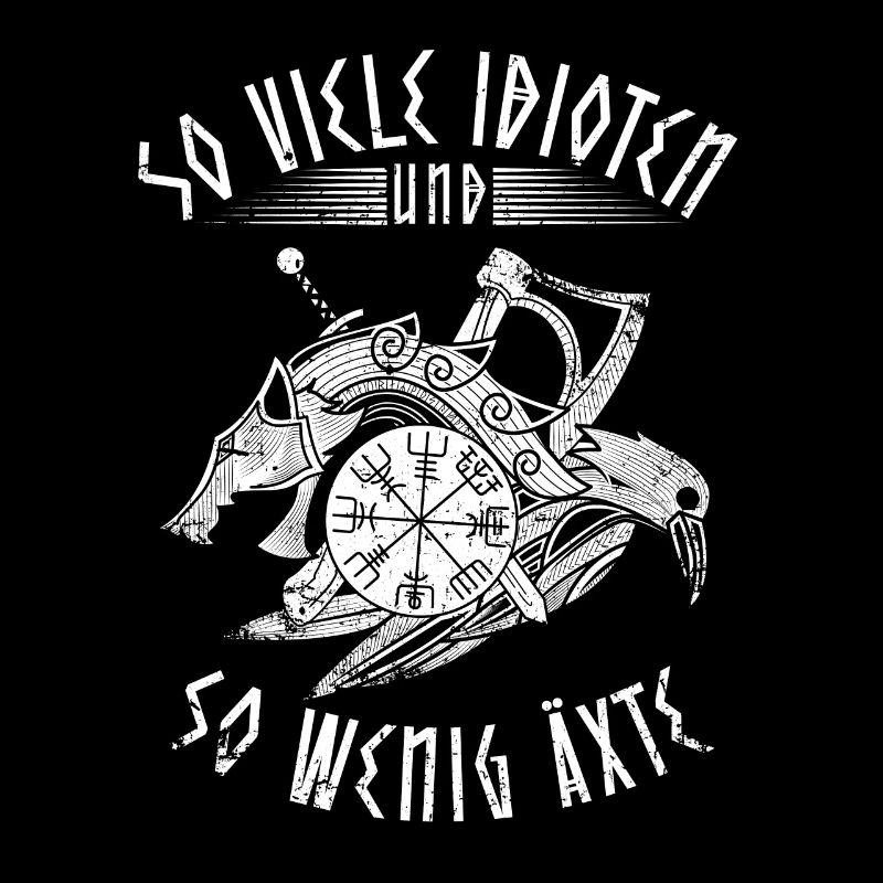 Lustiger Wikinger Spruch Statement mit Äxten