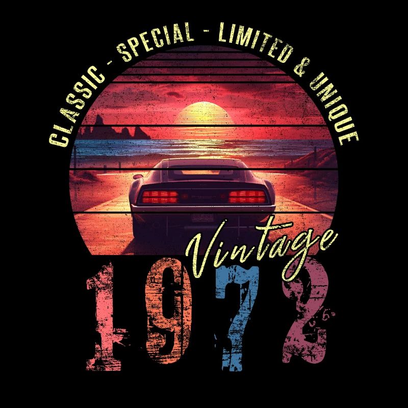 Millésime 1972 Anniversaire Synthwave Année de naissance 1972