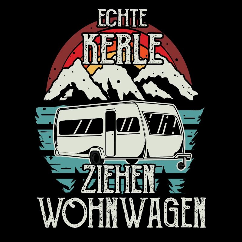 Camping Echte Kerle Ziehen Wohnwagen Wohnmobil