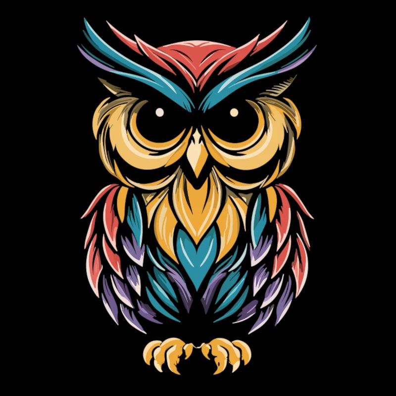 hibou coloré dans le style comique