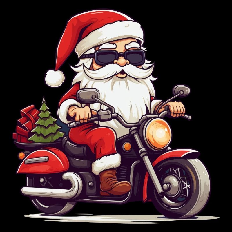 Lustiger Weihnachtsmann Gnome auf einem Motorrad