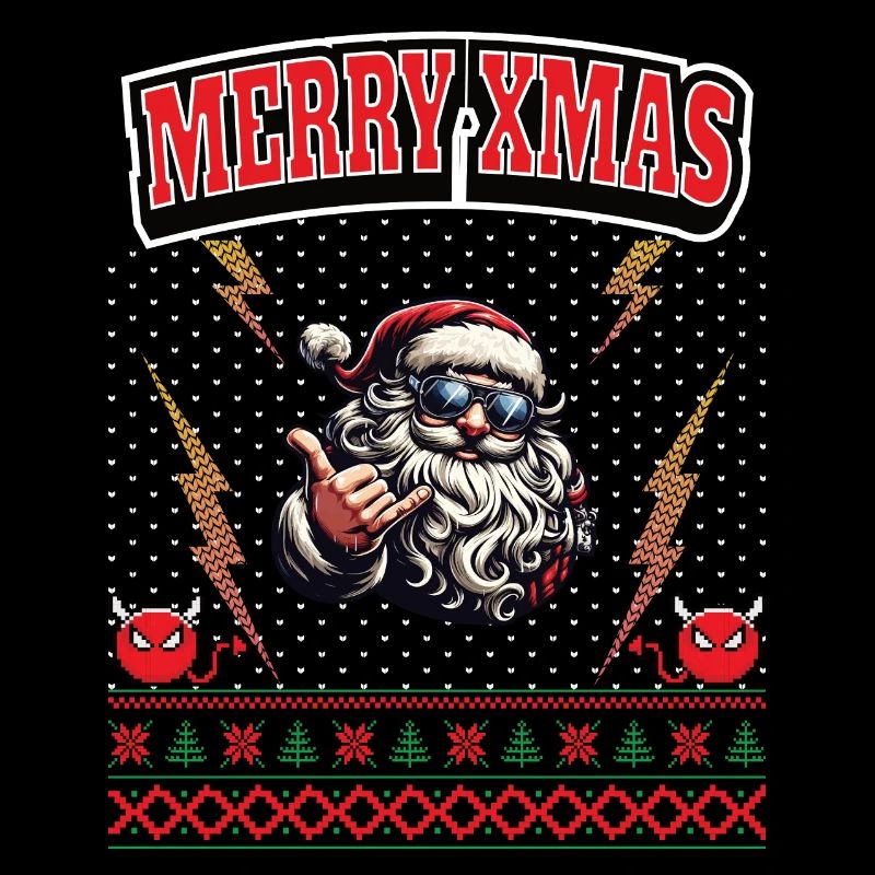 Ugly Christmas 8 Bit Pixel Rock and Heavy Metal