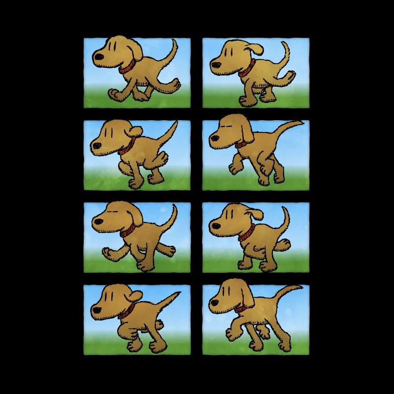 Animated, walking dog