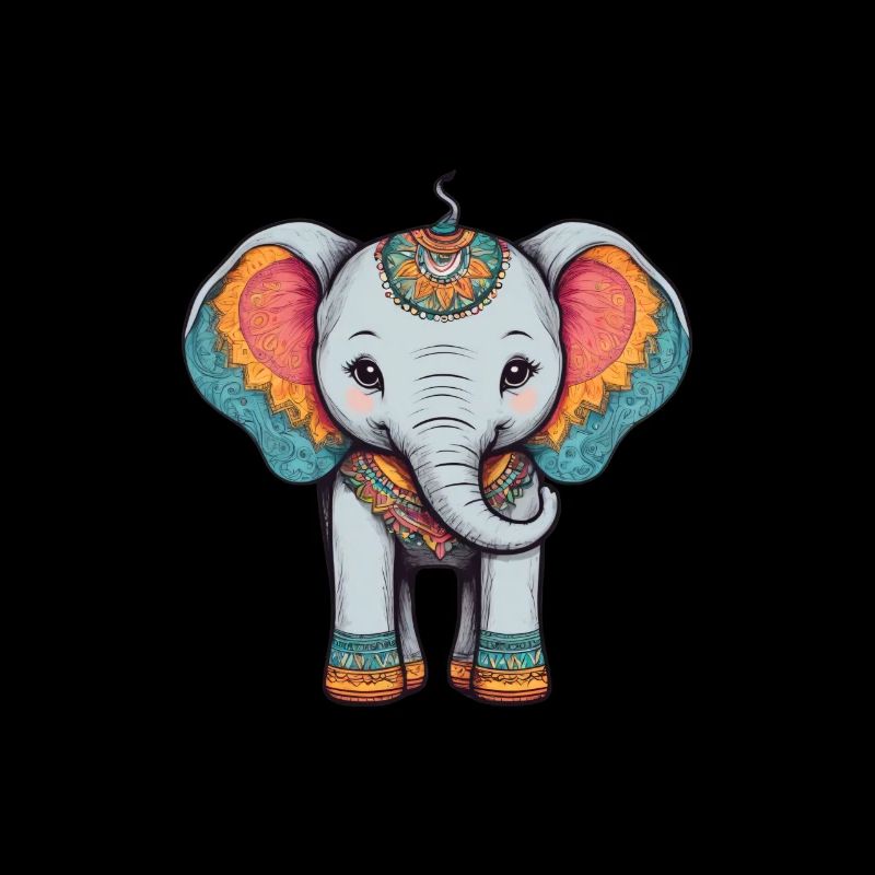 Éléphant Coloré Mignon Éléphant Bébé Mandala Hindi