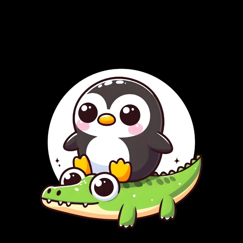 Pingouin sur crocodile