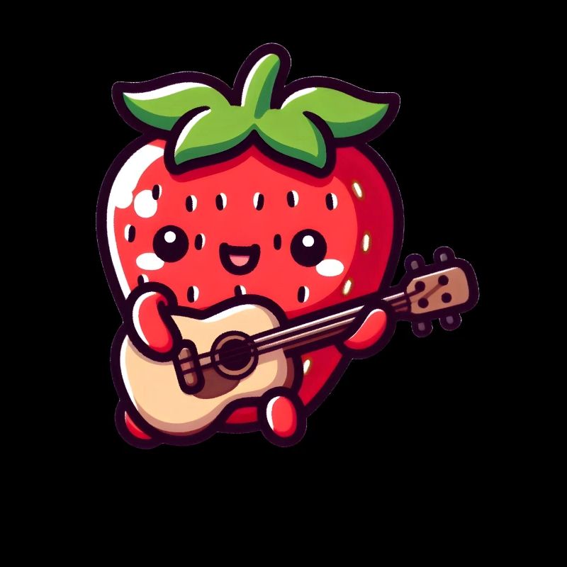 Niedliche Erdbeere mit Gitarre
