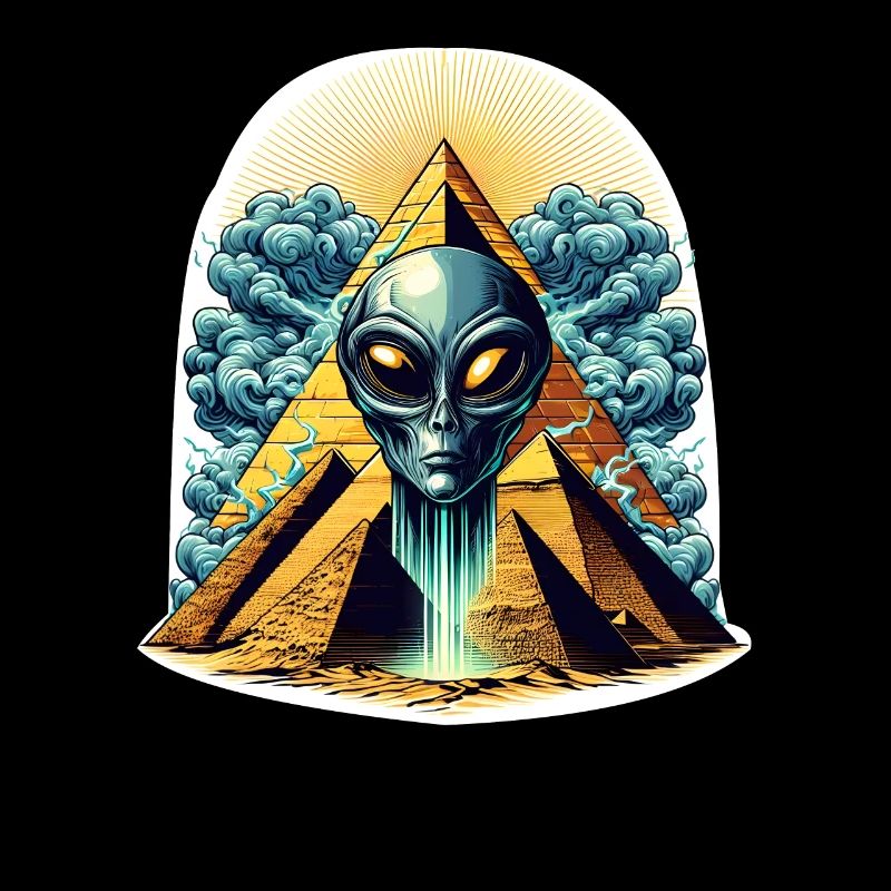 Tête extraterrestre dans la pyramide