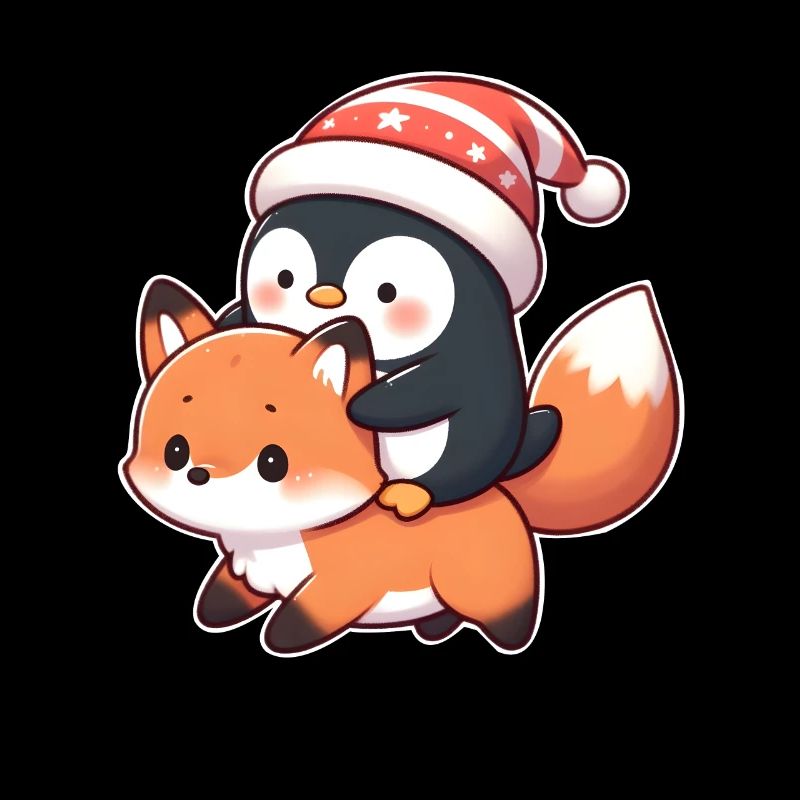 Penguin rides fox