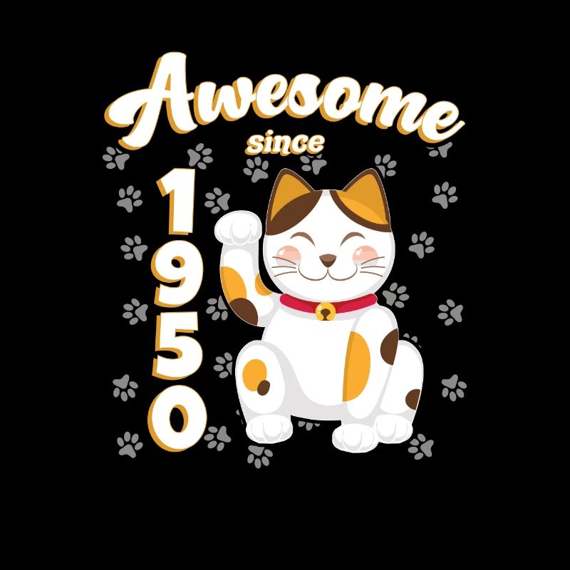 1950's Birthday Awesome since Cat Maneki neko