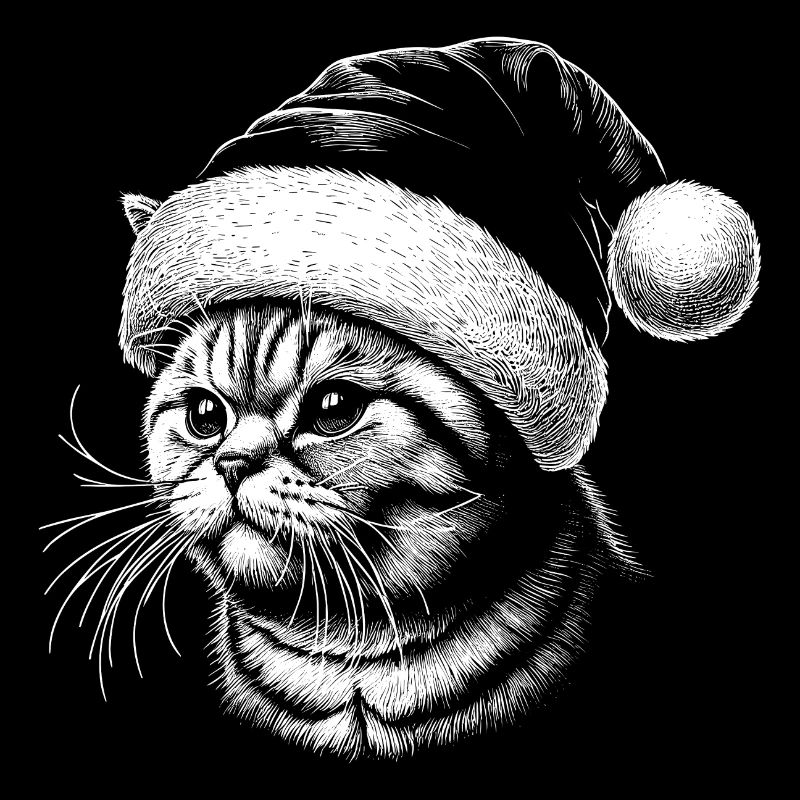 Drôle de chat avec chapeau de Noël