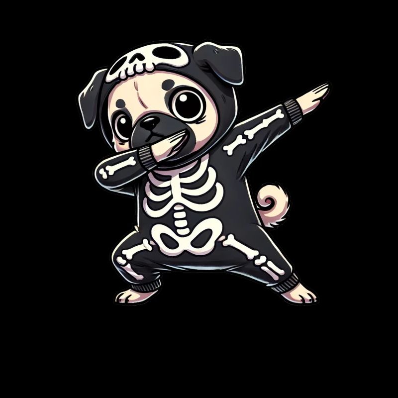 Mops Halloween Skelett Niedlicher Mops Kinder