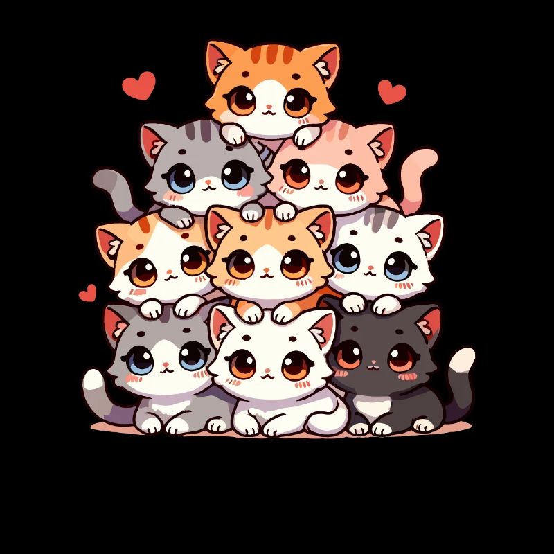 Chat et chaton, chats mignons, pile de chats
