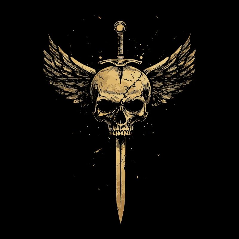 Skull with Wings for Bikers – Sword Design