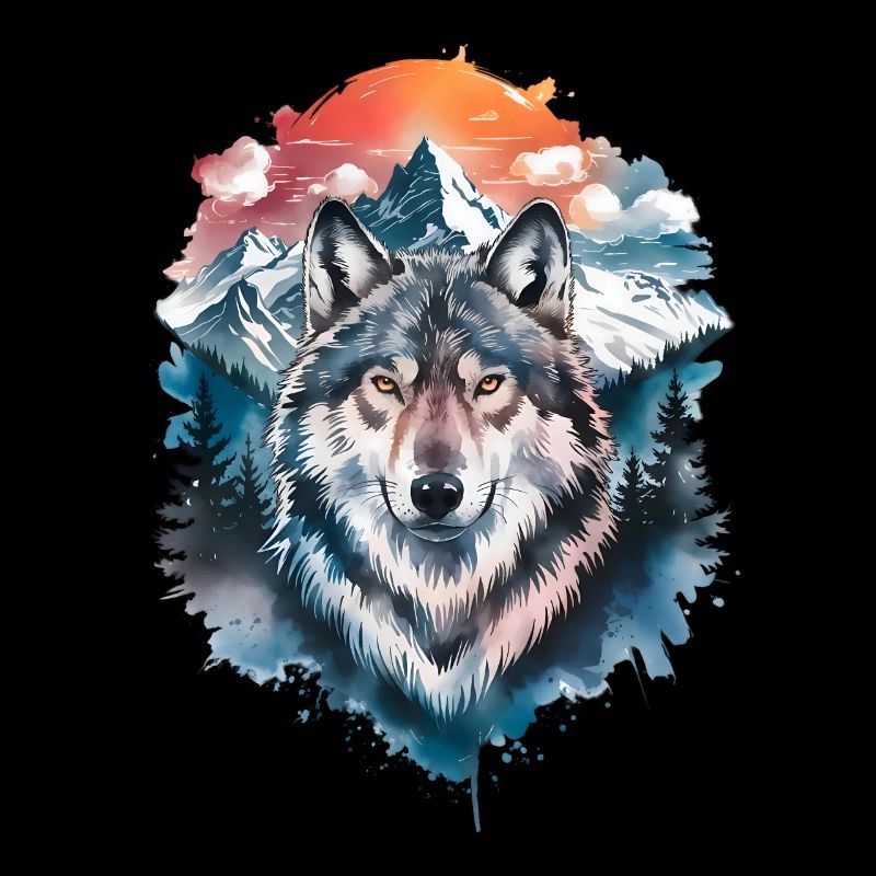 Wolf Wasserfarben Kunst Wölfe Kunstwerk Wolf