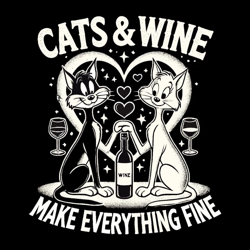 Cats and wine make everything fine funny gift
