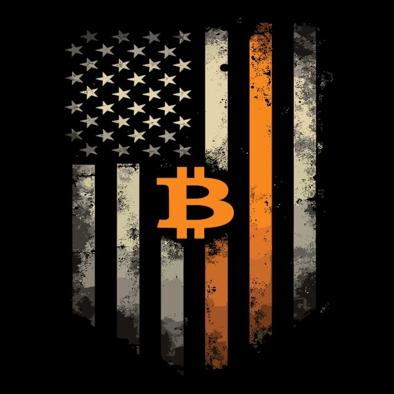 Motif Bitcoin - Design rustique avec drapeau américain